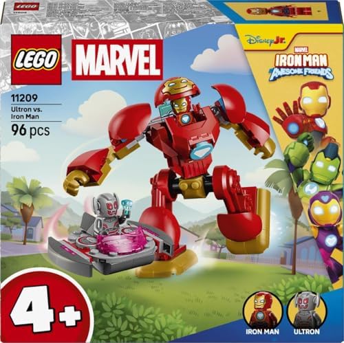 LEGO | Marvel Ultron vs. Homem de Ferro - Brinquedo de Super-Herói com Figura de Ação Mecânica e 2 Minifiguras - Presente para Meninos a partir de 4 Anos e Fãs da Série Homem de Ferro e Seus Incríveis Amigos - 11209