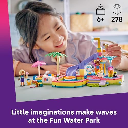 LEGO Friends Dia Divertido no Parque Aquático - Conjunto de Brinquedo em Miniatura com Tobogã, 2 Mini Bonecas, 4 Figuras de Animais e Acessórios para Bichinhos de Estimação - Ideia de Presente de Aniversário para Meninas a partir de 6 Anos - 42676