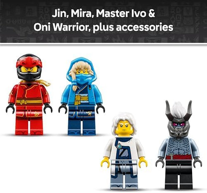 LEGO NINJAGO Batalha na Lâmina do Dragão - Brinquedo Ninja com Dragão, Figura de Ação Mecânica e 4 Minifiguras com Katanas - Decoração para Quarto Infantil - Presente para Meninos e Fãs a partir de 9 Anos - 71871