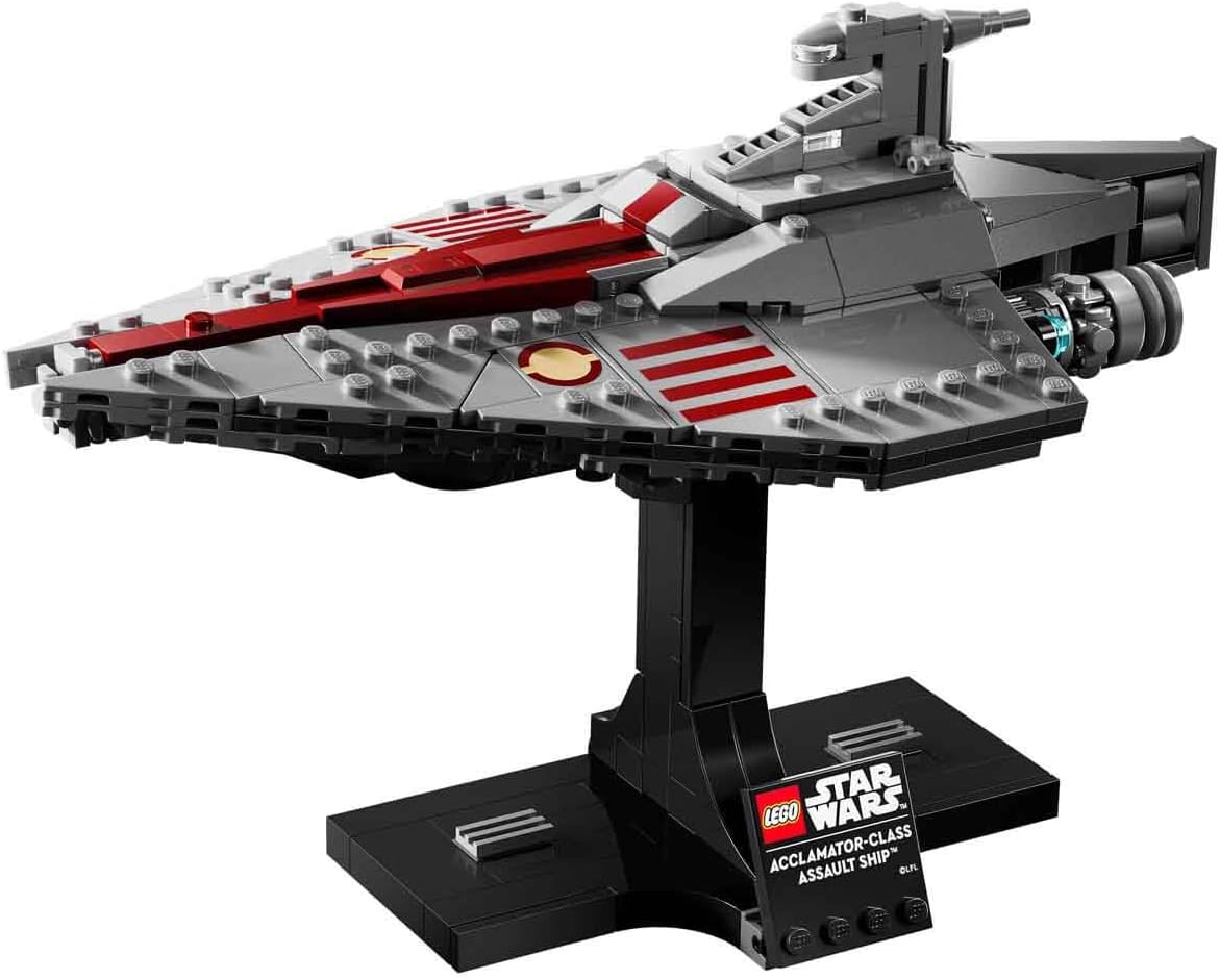 LEGO Star Wars 75404 Navio de assalto classe Acclamator, conjunto de construção de modelo de nave estelar colecionável com expositor, ideia de presente de aniversário para adolescentes e adultos