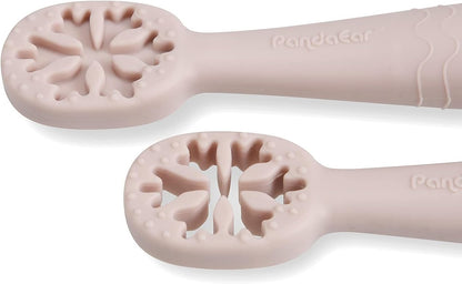 PandaEar Conjunto de 4 Colheres para Bebê com Design de Floco de Neve | Utensílio de Silicone Livre de BPA para Autoalimentação | Introdução Alimentar Participativa | Ideal para a Fase de Dentição |