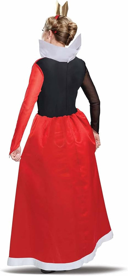 DISGUISE Disney oficial clássico vermelho rainha de corações traje adultos, alice no país das maravilhas traje natal halloween fantasia vestir-se tamanho l
