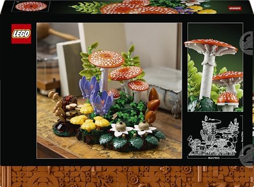 LEGO Botanicals Cogumelos da Floresta - Conjunto de Plantas Artificiais para Adultos - Inclui um Cogumelo e Flores Artificiais para Decoração de Sala de Estar ou Quarto - Ideia de Presente DIY - 11505