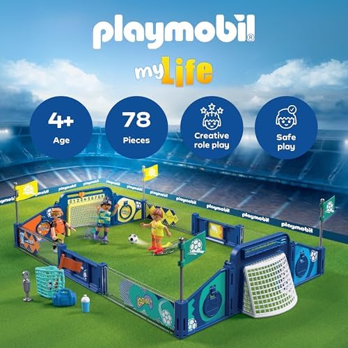 Playmobil | My Life | Arena de Futebol | Campo com Mecanismo de Chute e 2 Gols | Brinquedo de Futebol para Crianças a partir de 4 Anos | 72056