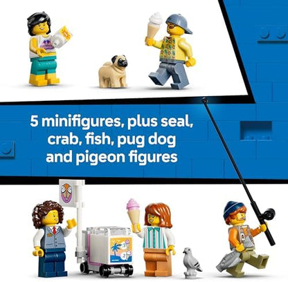 LEGO City Classic Bonde de Praia - Kit de Montagem com Trilhos, Cenário de Rua, 5 Minifiguras e 5 Figuras de Animais - Ideia de Presente de Aniversário para Meninos a partir de 7 Anos - 60506