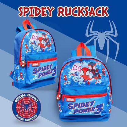 Mochila Infantil Marvel Homem-Aranha e Seus Incríveis Amigos | Mochila Escolar do Homem-Aranha Leve e Resistente em Poliéster | Perfeita para Creche, Pré-escola e Viagens | Design "Homem-Aranha ao Poder 3"