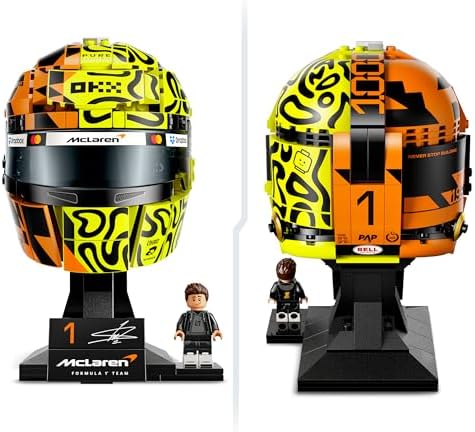 LEGO® McLaren Capacete Mastercard F1 Team Lando Norris - Produto Oficial de F1 - Kit de Modelo para Exibição com Minifigura Colecionável - Presente para Meninos a partir de 14 Anos e Fãs Adultos de Automobilismo - 43023