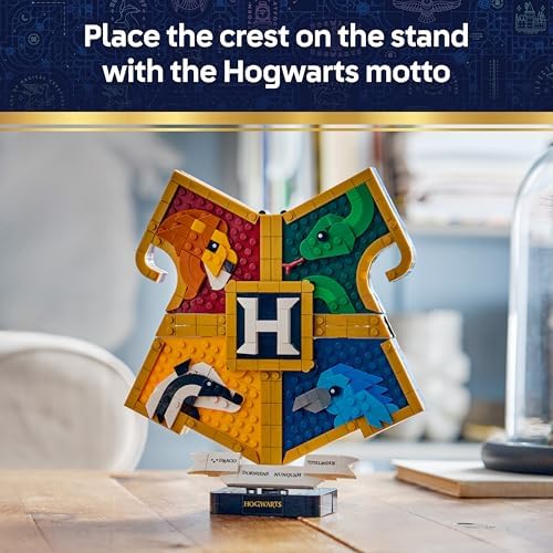 LEGO Harry Potter Brasão das Casas de Hogwarts - Modelo de Arte de Parede 3D com Animais - Decoração para Quarto Infantil - Ideia de Presente de Aniversário para Fãs Adolescentes e Meninas a partir de 12 Anos - 76462