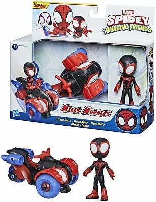 Homem-Aranha e seus Incríveis Amigos - Figura de Ação Marvel Miles Morales e Veículo Techno-Racer, para Crianças a partir de 3 Anos