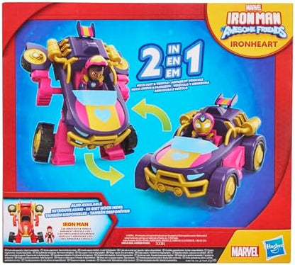 Marvel Homem de Ferro e seus Incríveis Amigos Ironheart - Traje Mecânico e Veículo 2 em 1, Figura de Ação e Veículo de Brinquedo, Roxo
