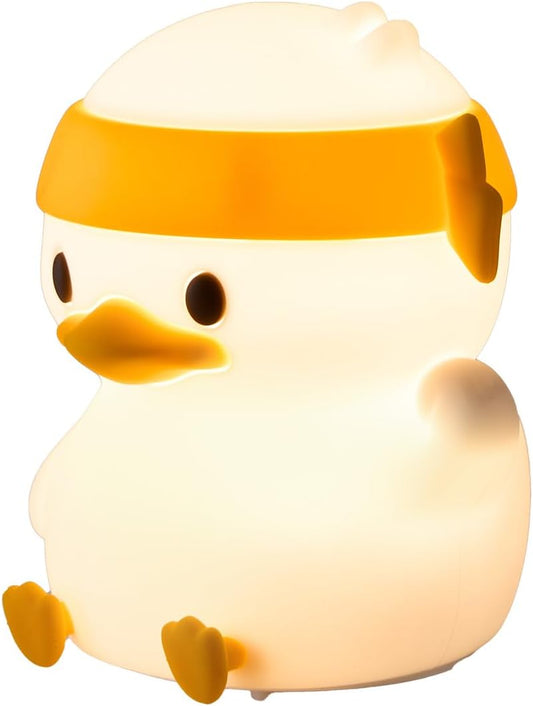 Groov-e Cuties - Ella Duck - Luz nocturna LED que cambia de color con temporizador de 30/60 minutos - 7 colores - Toque para usar - Batería recargable de 12 horas o alimentación por USB - para bebés, niños pequeños y niños