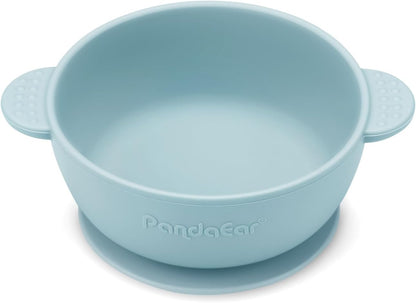 PandaEar Conjunto de 3 Tigelas de Silicone com Ventosa - Tigelas para Alimentação de Bebês e Crianças Pequenas que Não Deslizam - Macias, Seguras e Livres de BPA (Linho Azul e Verde)