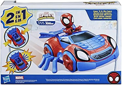 Homem-Aranha e seus amigos incríveis - Figura de ação Marvel Change 'N Go Web-Crawler e Homem-Aranha, veículo 2 em 1, figura de 10 cm, para crianças a partir de 3 anos