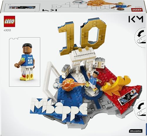 LEGO Editions Kylian Mbappé – Melhores Momentos do Futebol - Kit de Modelo 3D com Minifigura Colecionável - Decoração para Quarto Infantil - Presente para Meninos e Meninas a partir de 10 Anos e Fãs de Esportes Adultos - 43013