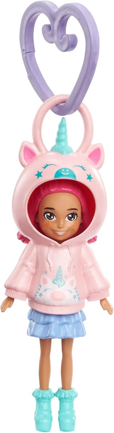 Polly Pocket Hoodie Friends Boneca unicórnio para meninas de 4 anos ou mais