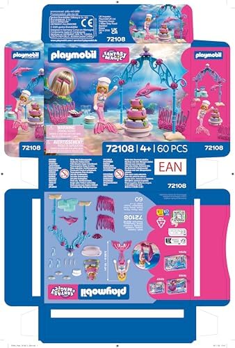 Playmobil | Fantasia e Magia | Buffet de Casamento Subaquático | Buffet com Bolo de Três Andares e Presilhas de Cabelo de Coral | Brinquedo para Crianças a partir de 4 Anos | 72108
