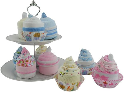 Conjunto de 4 caixas de cupcakes com meias para bebês