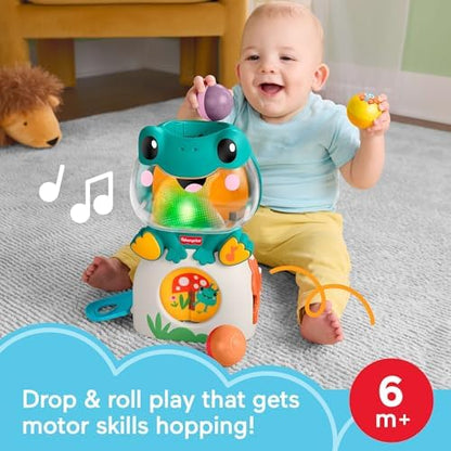 Fisher-Price Brinquedo Baby: Sapo Musical com Luzes e Rolamentos, Bolas que Caim e 3 Bolas para Desenvolvimento Infantil (A partir de 6 Meses), JLB96