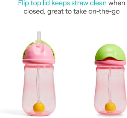 Munchkin Copo com Canudo Tip and Sip | Kit com 2 | 12m+ | 296 ml | Rosa/Amarelo