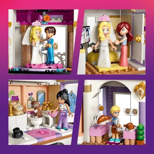 LEGO Friends Hotel Grand de Heartlake City - Miniatura com 6 mini bonecas, 2 figuras de animais e acessórios - Presente de aniversário para meninas a partir de 9 anos - 42704