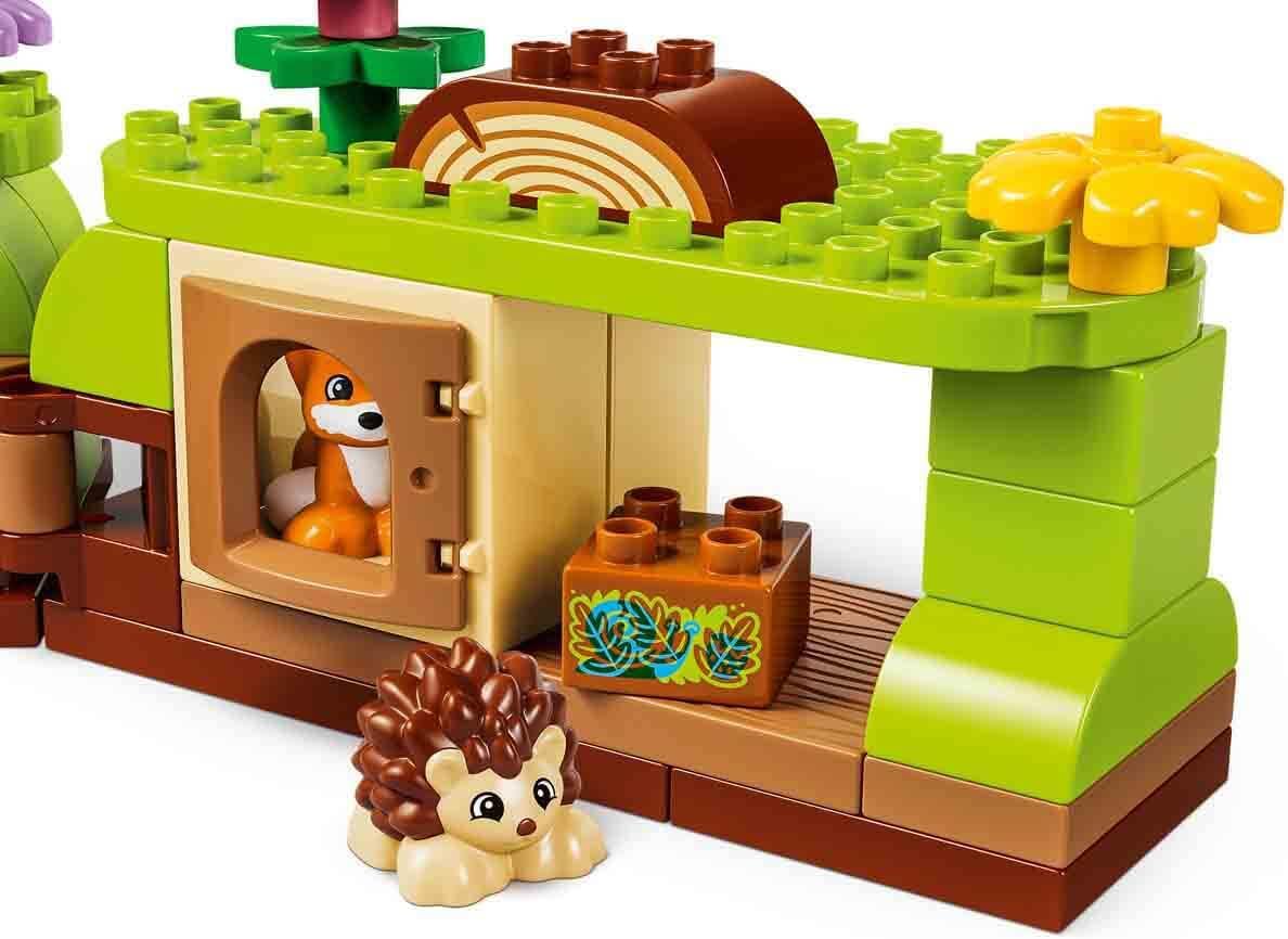 LEGO DUPLO Floresta da Descoberta com Animais Selvagens - Brinquedo Educativo para Crianças - Conjunto Montessori com Figuras de Animais, Árvores e Tapete de Atividades - Presente para Meninas e Meninos a partir