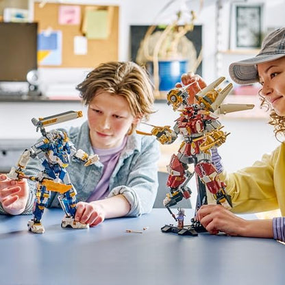 LEGO NINJAGO Os Mechs Titãs Gêmeos - Brinquedo Ninja com 2 Figuras de Ação e 3 Minifiguras, incluindo Kai e Nya - Decoração para Quarto Infantil - Presente de Aniversário para Meninos a partir de 12 Anos e Fãs Adolescentes - 71870