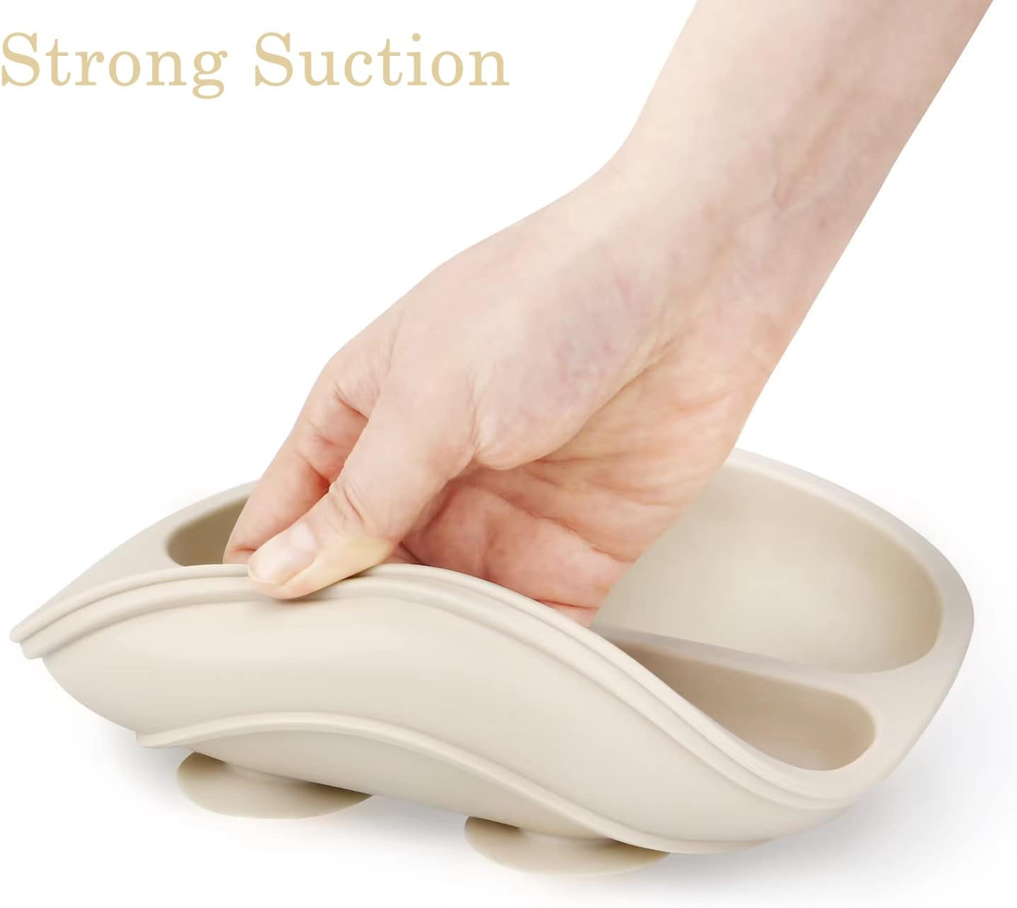 PandaEar Conjunto de 3 Pratos de Silicone com Ventosa para Introdução Alimentar do Bebê, com Tampas e Divisórias