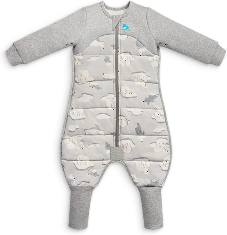 Love To Dream Macacão de dormir com pernas, 6-12 meses - Cinza | Manga comprida, leve, vestível e edredom | 3,5 Tog, ideal para inverno e outono (14–16 °C) | Algodão lavável à máquina e zíper duplo