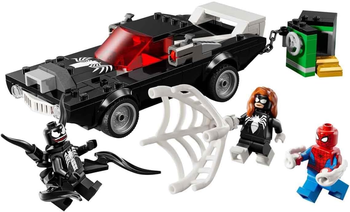 LEGO Marvel Spider-Man vs. Venom Muscle Car - Brinquedo de construção com 3 minifiguras de super-heróis para brincadeiras imaginativas - Presente para meninos e meninas de 7 anos ou mais