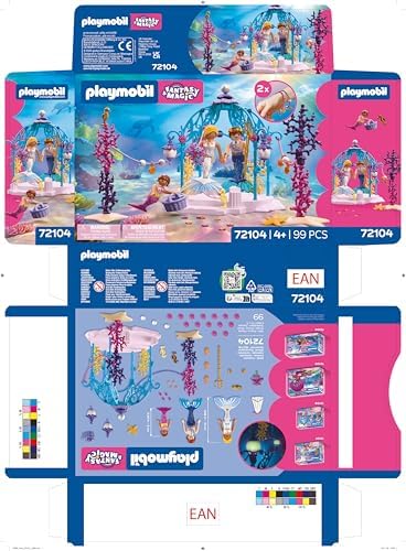 Playmobil | Fantasia e Magia | Casamento Subaquático | Pavilhão das Sereias com Lanternas Luminosas | Brinquedo de Sereia para Crianças a partir de 4 Anos | 72104