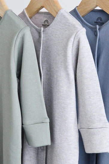 |BabyBoy| Pacote De 3 Macacões De Algodão Para Bebê - Cinza / Azul (0-2 anos)