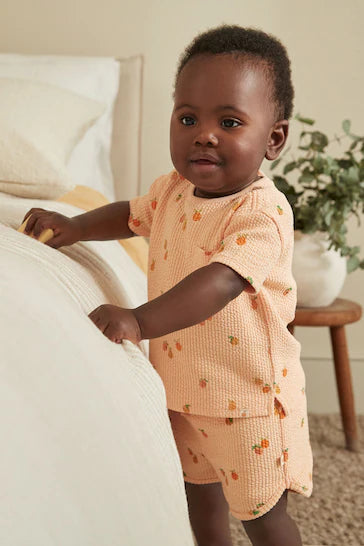 |BabyBoy| Conjunto De Camisetas e Shorts Para Bebê Com 4 Peças Florais Verde Fluro/Laranja