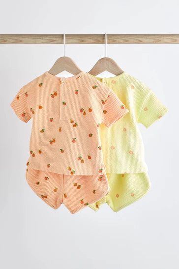 |BabyBoy| Conjunto De Camisetas e Shorts Para Bebê Com 4 Peças Florais Verde Fluro/Laranja