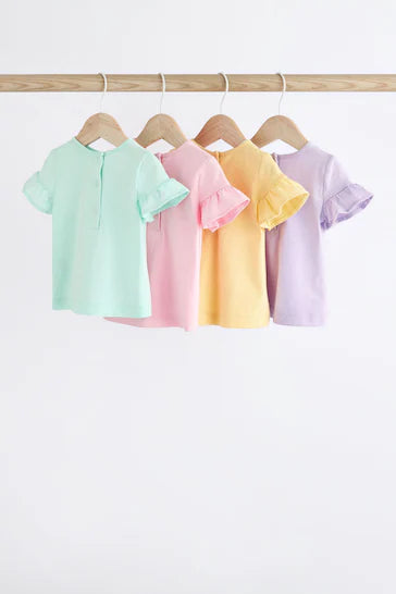|BabyGirl| Pacote de 4 blusas de manga curta para bebê - Multi Pastel