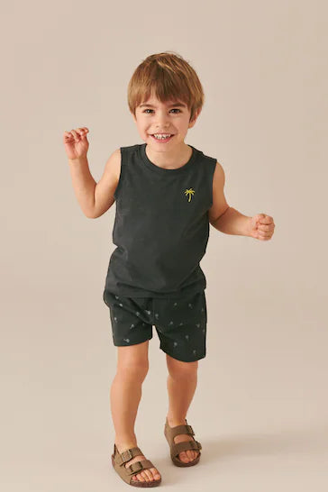 |Boy| Conjunto De Colete e Shorts Cinza Carvão (3 meses a 7 anos)