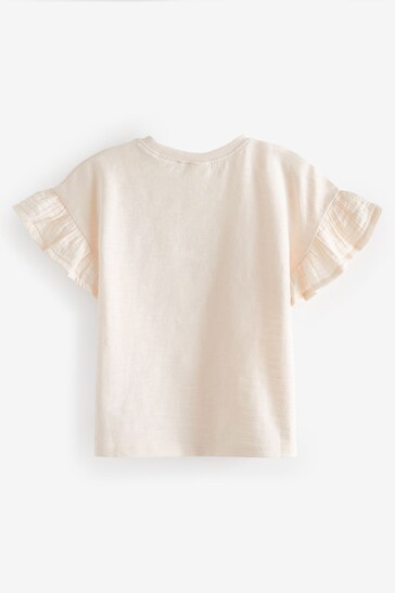 |Girl| Camiseta Borboleta em Crochê - Creme Cru (3 meses - 7 anos)