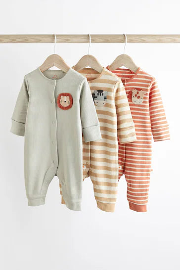 |BabyBoy| Pacote De 3 Pijamas Para Bebê Sem Pés - Leão Neutro (0 meses a 3 anos)