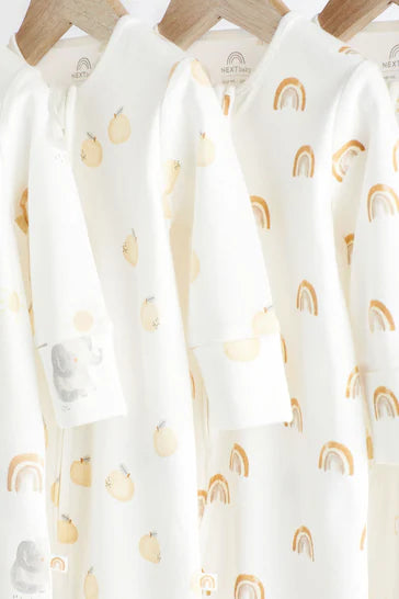 |BabyGirl| Conjunto De 4 Pijamas Para Bebê Arco-íris Branco e Elefante (0 a 2 anos)