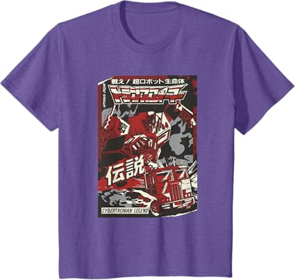 T-shirt Transformers Optimus Prime Capa de Banda Desenhada Japonesa Cybertroniana