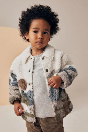 |Girl| Cabana De Lã Borg - Estampa Cênica Branca (3 meses a 7 anos)