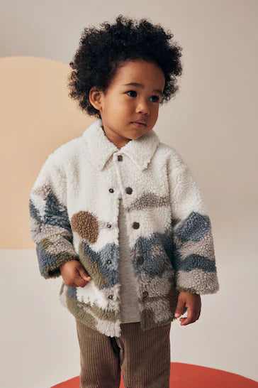 |Girl| Cabana De Lã Borg - Estampa Cênica Branca (3 meses a 7 anos)