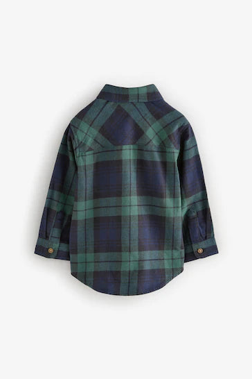 |Boy| Camisa Xadrez De Manga Comprida 100% Algodão - Personagem Xadrez Xadrez Verde (3 meses a 7 anos)