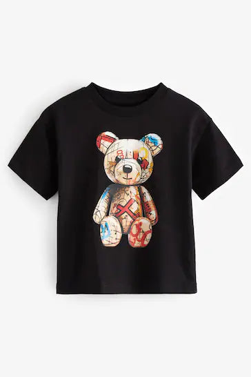 |Boy| Camiseta De Personagem De Manga Curta - Black Bear (3 meses a 7 anos)