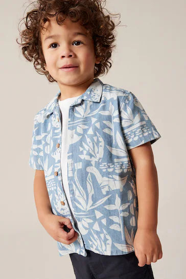 |Niño| Camisa estampada de manga corta - Dino Blue (3 meses - 7 años)