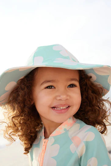|Girl| Chapéu De Natação Blue Daisy (3 meses a 10 anos)