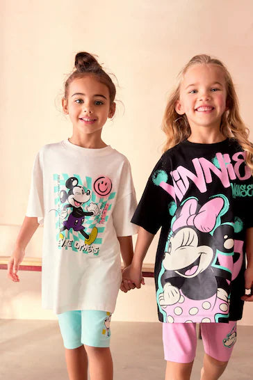 |BigGirl| Pacote De 2 Pijamas Curtos Com Licença Da Minnie Mouse Rosa/Azul (3 a 16 anos)