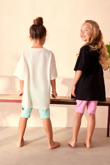 |BigGirl| Pacote De 2 Pijamas Curtos Com Licença Da Minnie Mouse Rosa/Azul (3 a 16 anos)