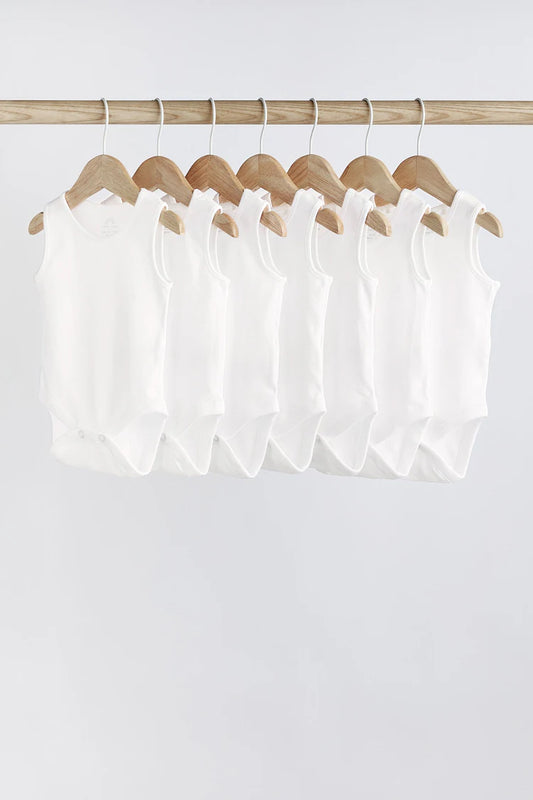 |BabyGirl| Macacões colete branco para bebê com 7 unidades (0 meses a 3 anos)