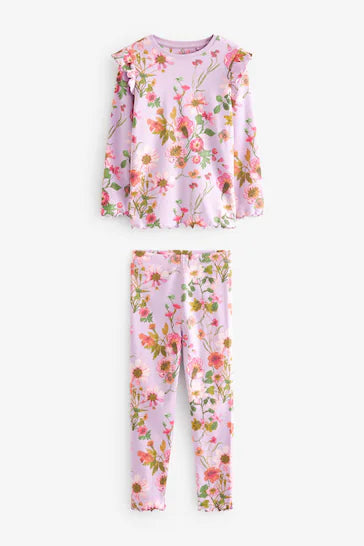 |Girl| Pacote De 3 Pijamas Florais - Yellow/ Purple/Green (9 meses a 16 anos)