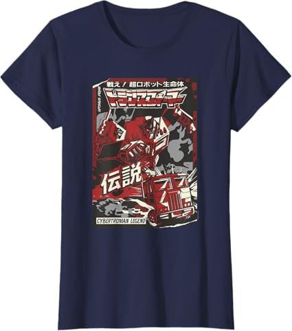 T-shirt Transformers Optimus Prime Capa de Banda Desenhada Japonesa Cybertroniana